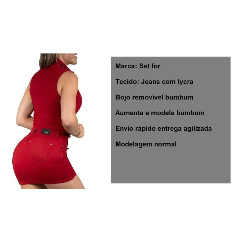 Vestido Jeans Lycra Bojo Modela Bum Bum Original