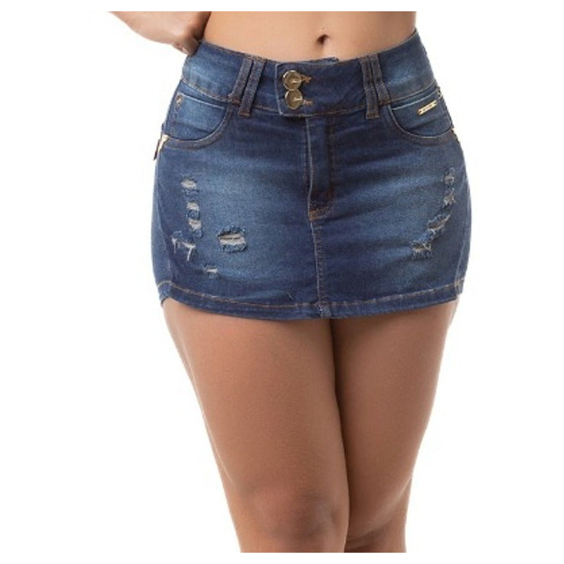 Short Saia Curta Jeans C/lycra Bojo Bumbum Original