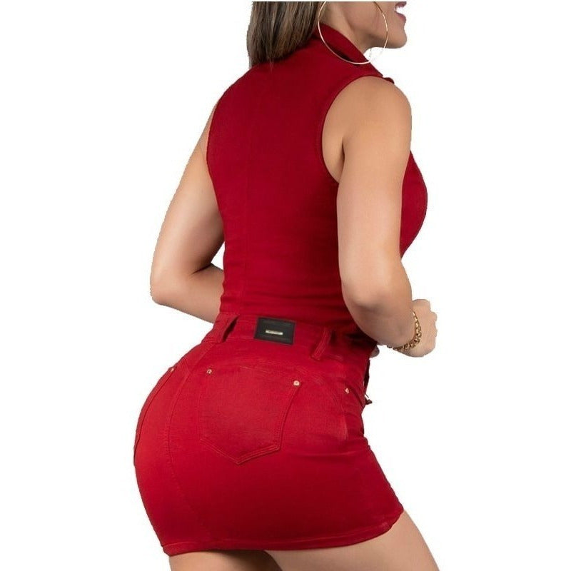 Vestido Jeans Lycra Bojo Modela Bum Bum Original